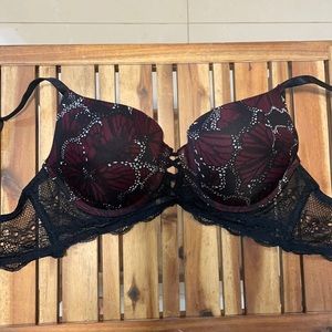Xoxo push-up bra 36B red black floral print - used